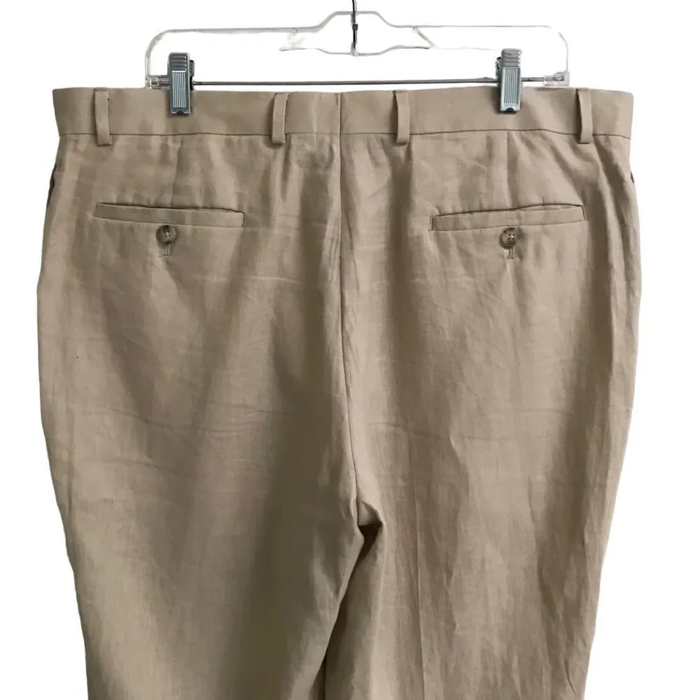 Pronto Uomo platinum tan linen trouser pants 38‎